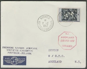 Nelle-Calédonie: 1°LIAISON AERIENNE NOUVELLE-CALEDONIE/NOUVELLE-ZELANDE s/lettre - Imagen 1 de 2
