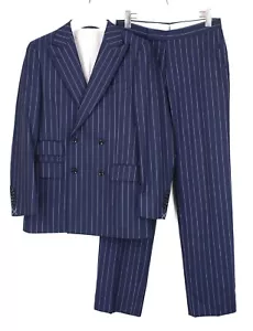Traje SUITSUPPLY La Spalla / Brescia para hombre Reino Unido 36 lana a rayas azul - Imagen 1 de 14