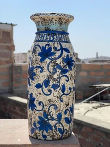 Vintage Looking Wooden Multicolor Flower Design  Flower Vase , Pot, Planter 158 - Picture 1 of 17