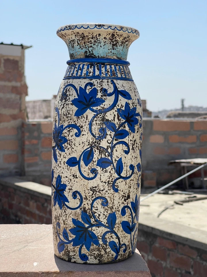 Vintage Looking Wooden Multicolor Flower Design  Flower Vase , Pot, Planter 158 - Image 1 of 4