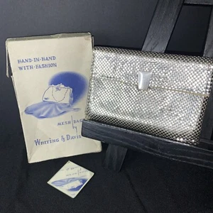 1930s Whiting Davis Silver Mesh Clutch Purse Vintage Envelope Style Formal Purse - Picture 1 of 16