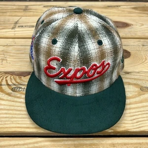 New Era Montreal Expos 59FIFTY Fitted Plaid Hat Green Corduroy Brim - Picture 1 of 10
