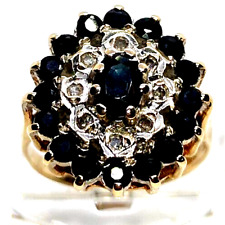 Diamond & Sapphire Gold 9ct 9 Carat Fashion Ring Cocktail Size UK K US 5.5 EU 50