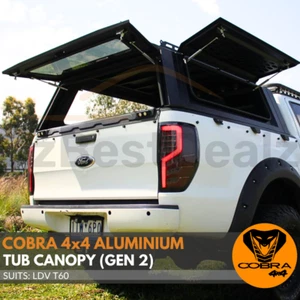 Cobra 4x4 Gen 2 Aluminium UTE Tub Canopy fits LDV T60 2017 - 2023 Tradie Black A - Picture 1 of 11