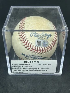 Ketel Marte Single Escobar RBI Peralta out Cron K Game Used MLB Ball 6/11/19 - Picture 1 of 1