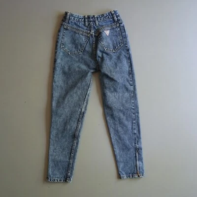 Vtg Guess Jeans Womens 27 Ankle Zip High Waist Stone Wash USA Measure 23 X 26.5 - Image 1 of 4