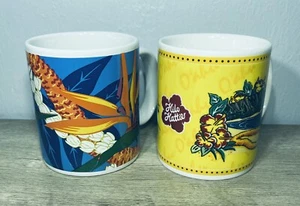 Lote De Colección 2 Tazas de Recuerdo Oahu Hawaii Tazas Hilo Hattie Cabeza de Diamante Hibisco - Imagen 1 de 12