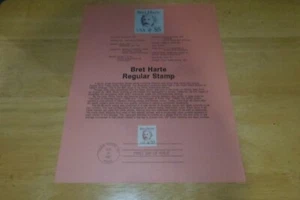 Vintage Postal Bret Harte Regular $5 Stamp First Day Of Issue 8/25/87 Peach - Picture 1 of 2