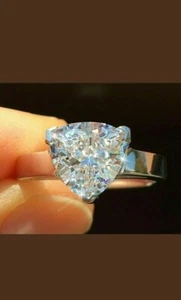 3.55Ct Trillion Cut Lab-Created Diamond Solitaire Engagement Ring In 925 Silver - Picture 1 of 6