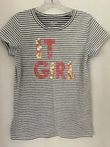 Cherokee T Shirt Girls XL Gray Stripe “ IT GIRL” Short Sleeve Embellished - Picture 1 of 7