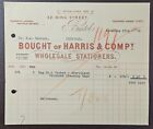 1958 Harris & Company, Stationers, 32 King Street, Bristol Invoice
