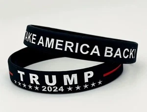 2 Pulseras Silicona Trump Elección MAGA, Negras. Take America Back! 2024 - Imagen 1 de 2