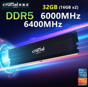 Crucial DDR5 Pro RAM 32GB Kit (2x16GB) | 6000MHz/6400MHz | Desktop Gaming Memory - Picture 1 of 6