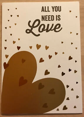 All You Need Is Love , Happy Valentines Day, Gold Hearts,  Greeting Card Foto 1 de 4