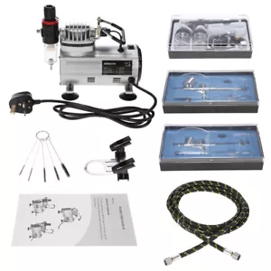 KKmoon Professional 3 Airbrush Kit Air Compressor Kit Dual-Action Spray Gun UK - Picture 1 of 12