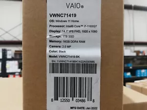 NUEVO VAIO Laptop PC Core i7-1165G7 16G RAM 1TB SSD 14.1 FHD Negro VWNC71419-BK - Imagen 1 de 13