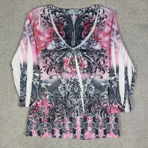 Unity World Wear Damen Top 3/4 Arm Größe Petite L bunt geblümt Y2K rosa - Bild 1 von 8