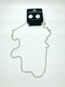 Juego de collar y pendientes Liz Claiborne - Metal tono plata - Etiqueta original - Imagen 1 de 2