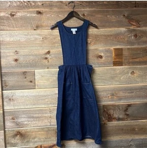 Vintage Osh Kosh B'Gosh 80s 90s Denim Blue Jean Dress Apron USA Made - Picture 1 of 7
