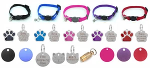 Nylon Pet Cat Collar in Various Colours with Optional Personalised Engraved Tag - Picture 1 of 11