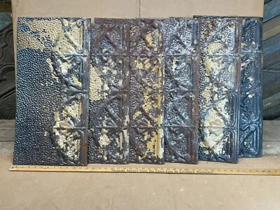 6pc Set 24" x 12" Antique Ceiling Tin Border Vintage Reclaimed Salvage Art Craft - Image 1 of 4