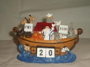 2004 Noah's Ark Resin Calendar Figurine w Block Dates Ranger Gift Retired - Picture 1 of 6