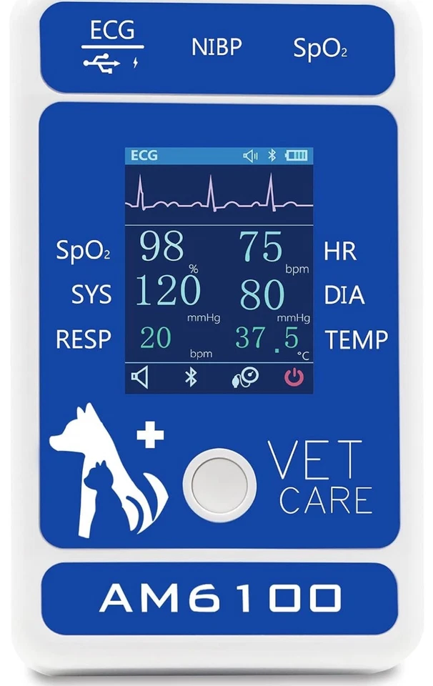 Berry AM6100  Bluetooth Veterinary Patient Monitor Animal NIBP Spo2 ECG - Image 1 of 4