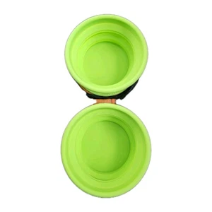 Portable Travel Pet Bowls Dog Cat Water Food Silicone - Green - Picture 1 of 4