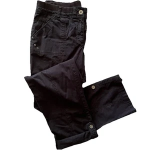 Chicos Roll Tab Cargohose schwarz Damengröße 0,5 kleine elastische Bundtaschen - Bild 1 von 11