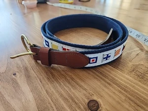 Leather Man Limited Nautical Signal Flag Belt Sz 42 Navy Canvas Ribbon - Picture 1 of 16