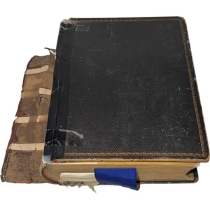 Antique Book Leather Bound Manuscript 1839 Handwritten Family Record - Imagen 1 de 24