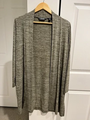 Lands End Duster Cardigan Womens Size S Olive Heathered Pockets Open Stretch - Image 1 of 4