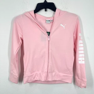 Puma Light Pink Girls Full Zip Hooded Sweatshirt Logo Athletic School Fall NWT - Picture 1 of 7