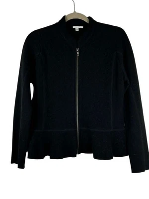 Suéter halógeno para mujer mediano Peplum Peplum negro 100 % lana merino detalle de cremallera Foto 1 de 4