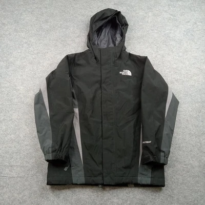 Chaqueta The North Face Niños Pequeña 7/8 Negra Gris HyVent Con Capucha Impermeable Foto 1 de 4