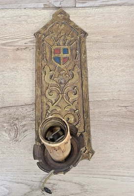 Arandela de parede elétrica antiga início dos anos 1900 latão luminária #6 dobrada - Imagem 1 de 4