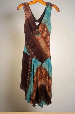 Y2K Babydoll Handkerchief Midi Dress Size 10 Fairy Grunge Boho Ethereal Peasant - Image 1 of 4