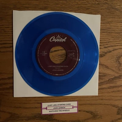 JOHN LENNON - ( JUST LIKE ) STARTING OVER, CAPITOL, 45, BLUE VINYL, MINT, NEW ! - Image 1 of 4