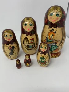 Russian Nesting Dolls 6 Piece Set Signed - Picture 1 of 9