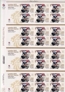 London 2012 Bradley Wiggins Men's Time Trial Gold Medal sheetlets - set of 6 - Picture 1 of 7