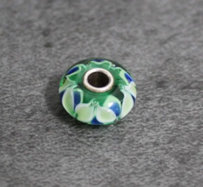 Original Trollbeads Charm Glas grün blau Sterlingsilber 925er NEU - Bild 1 von 4