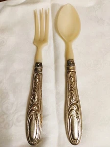 posate vintage per insalata con manico in argento - Foto 1 di 13