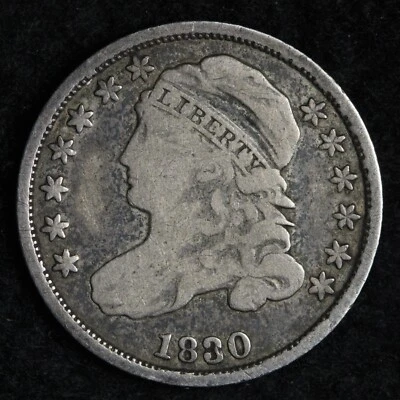 1830 Capped Bust Silver Dime VG/FINE E166 KHM - Image 1 of 2