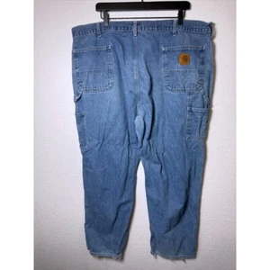 Carhartt Mens Size 44 x 32 Carpenter Jeans Denim Pockets Work Wear Utility Blue - Picture 1 of 12