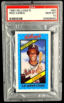 1980 Kellogg's 3D #60 Rod Carew HOF PSA 10 Gem Mint POP 45 *PSA 10 Set Break* - Imagem 1 de 4