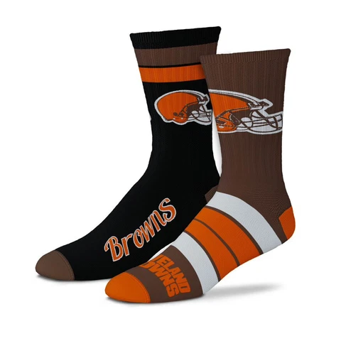 Cleveland Browns NFL Duo 2 Pack Pair Team Colors Large Mens Crew Socks Fan Gift Cover