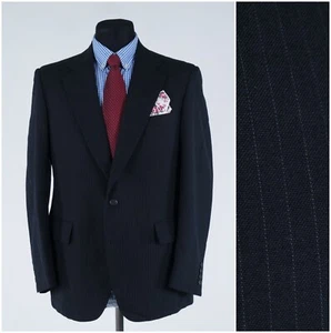 Men Half Lined Blazer 40S UK Size CRICKETEER Striped Blue Wool Sport Coat Jacket - Picture 1 of 12