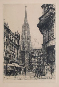 Luigi Kasimir Stephansdom Viena Vista histórica firmada principios 20. Jh. - Imagen 1 de 5