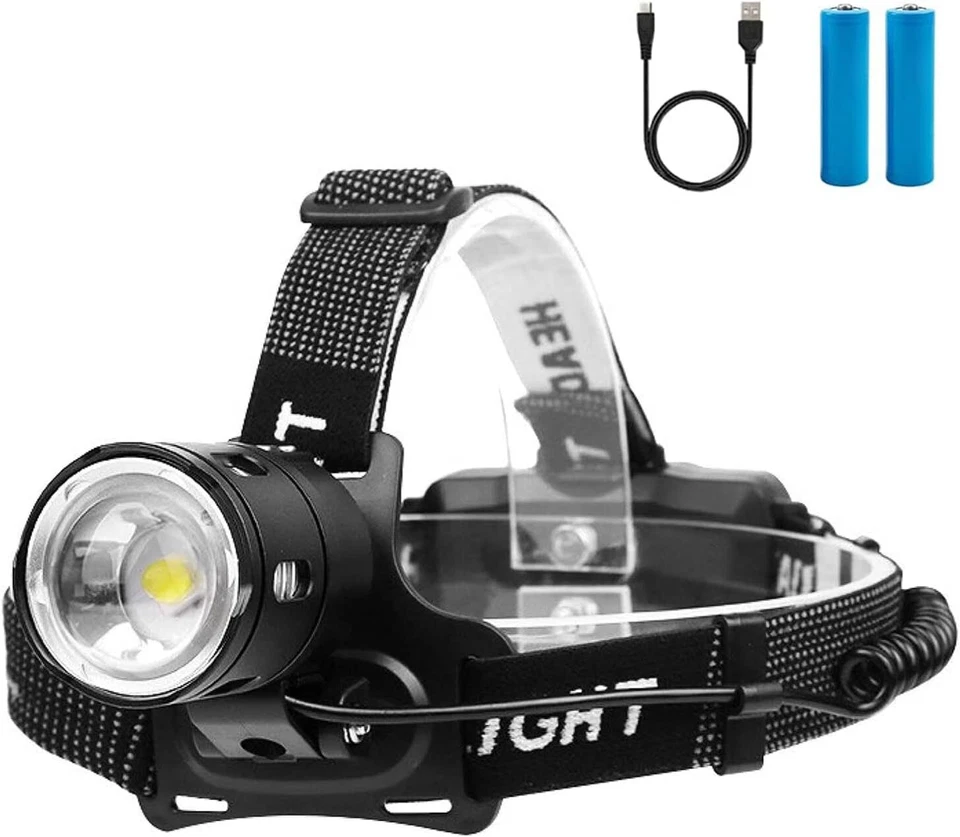 FARETTO FRONTALE YVKVO 15000 LUMEN XHP50 IMPERMEABILE PER SPORT ALL'APERTO - Immagine 1 di 4