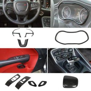 9pcs Full Interior Decor Cover Trim Kit for Dodge Challenger 2015+ Carbon Fiber - Picture 1 of 10